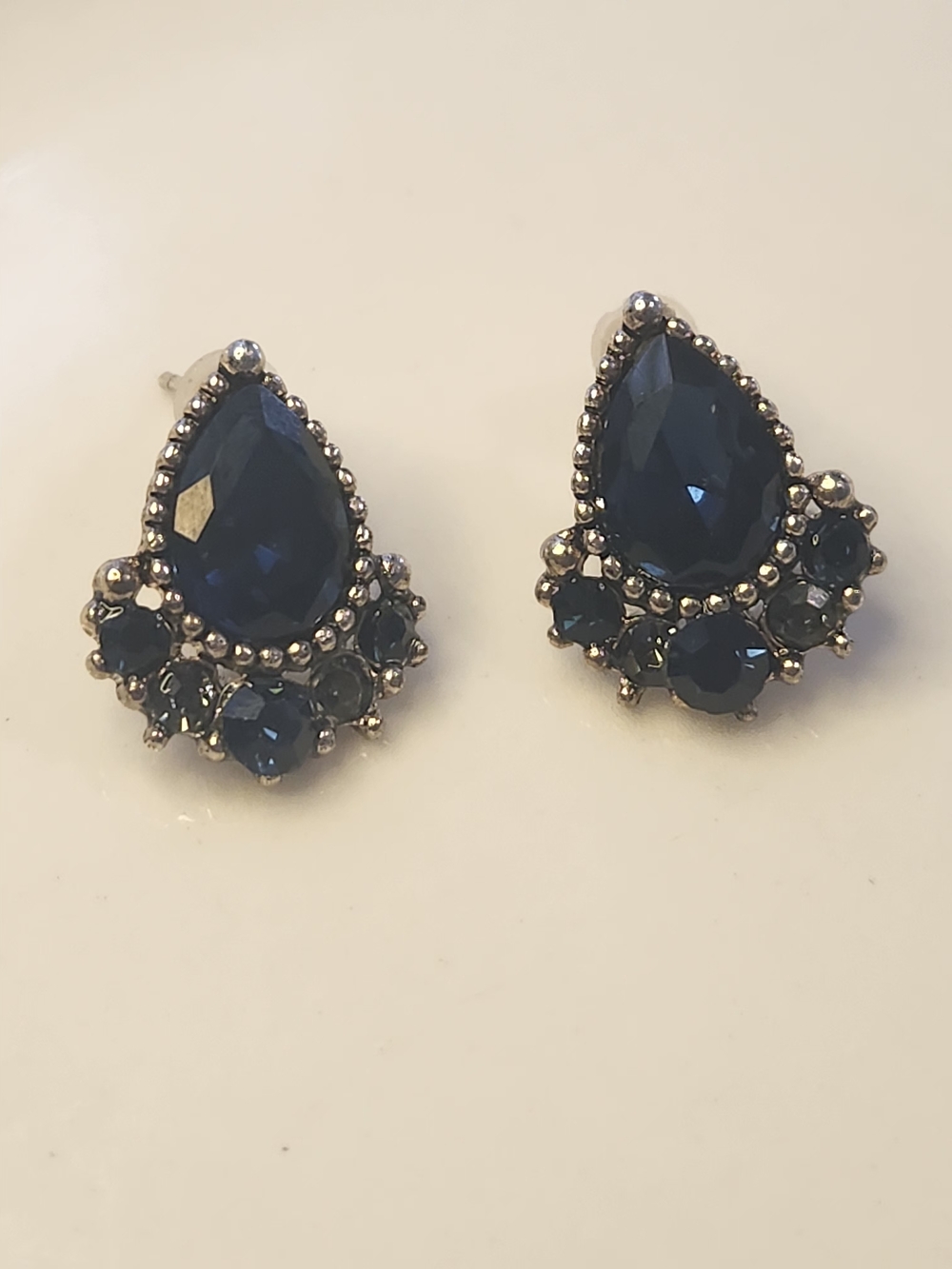 Blue Teardrop Statement Earrings